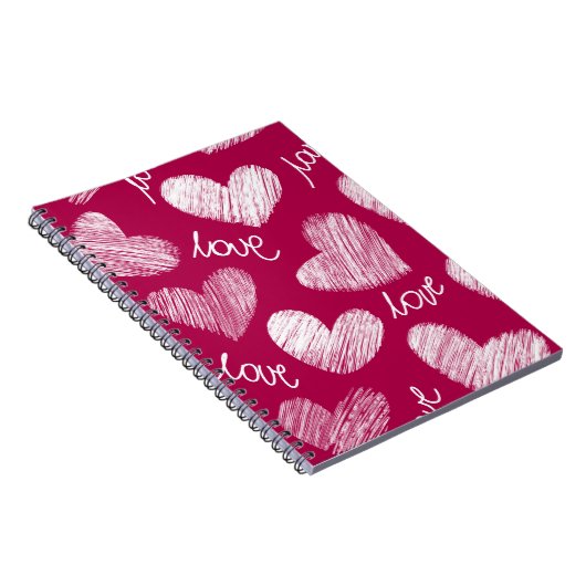 Carnet Coeurs blancs avec script d'amour rouge mignon (Côté Droit)