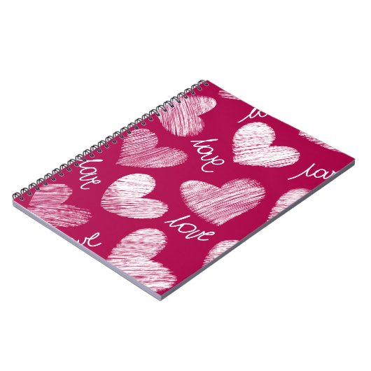 Carnet Coeurs blancs avec script d'amour rouge mignon (Côté gauche)