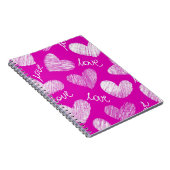 Carnet Coeurs Blancs Rose mignon avec script d'amour (Côté Droit)