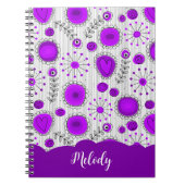 Carnet Coeurs blancs violet blanc Whimsical fleurs nom fl (Devant)