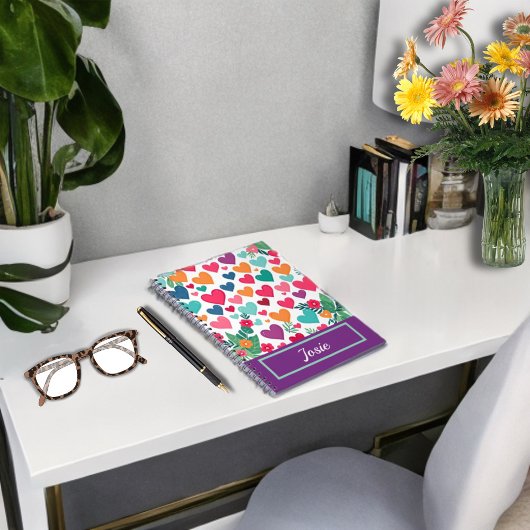 Carnet Coeurs colorés personnalisés