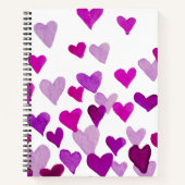 Carnet Coeurs d’aquarelle de la Saint-Valentin - violet (Devant)
