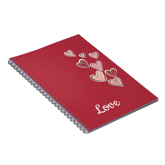 Carnet Coeurs d'amour rose rouge (texte blanc) (Côté Droit)