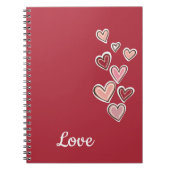 Carnet Coeurs d'amour rose rouge (texte blanc) (Devant)