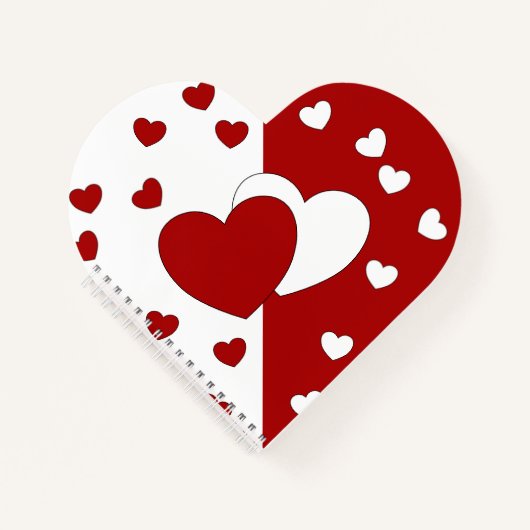 Carnet Coeurs D'Amour Rouge Et Blanc En Forme De Coeur (Devant)