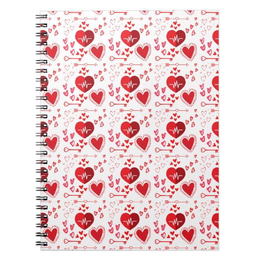 Carnet Coeurs d'amour rouge et flèche (Devant)