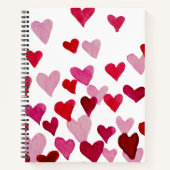 Carnet Coeurs d'aquarelle de la Saint-Valentin - rose (Devant)