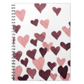 Carnet Coeurs d'aquarelle de la Saint-Valentin - rose fon (Devant)