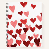 Carnet Coeurs d'aquarelle de la Saint-Valentin - rouge (Devant)