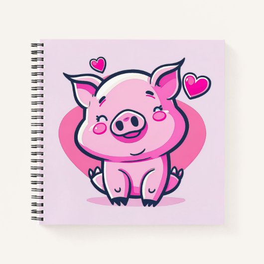 Carnet Coeurs de cochon rose joyeux Valentine Inspiré | (Devant)