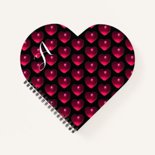 Carnet COEURS DE FUCHSIA ROSE, Jour des Valentines NOIRES