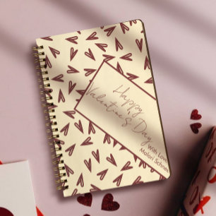 Carnet Cœurs de la Saint-Valentin Burgundy & Crème Minima