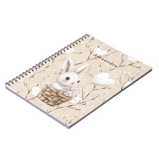 Carnet Coeurs de lapin blanc dans un panier (Côté gauche)