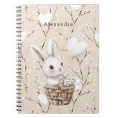 Carnet Coeurs de lapin blanc dans un panier (Devant)
