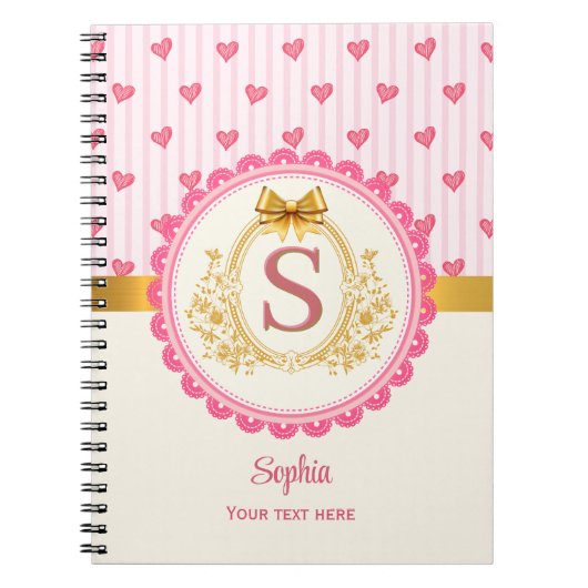 Carnet Cœurs de monogramme de princesse charmante (Devant)