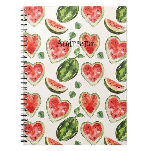 Carnet Cœurs de pastèque rouge vert  (Devant)