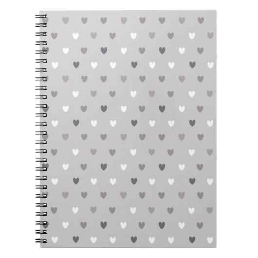 Carnet Coeurs de polka minuscules dans les tons gris (Devant)