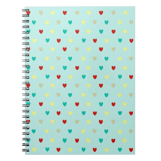 Carnet Coeurs de polka minuscules sur le vert de la mer (Devant)