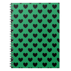 Carnet Coeurs de polka noir sur Kelly green