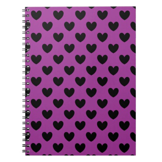 Carnet Coeurs de polka noir sur violet (Devant)