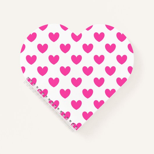 Carnet Coeurs de polka rose Fuchsia sur blanc (Devant)