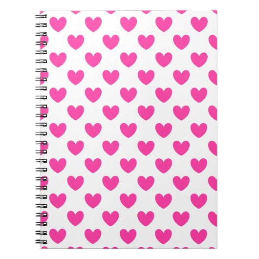 Carnet Coeurs de polka rose Fuchsia sur blanc (Devant)