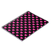 Carnet Coeurs de polka rose Fuchsia sur noir (Côté gauche)