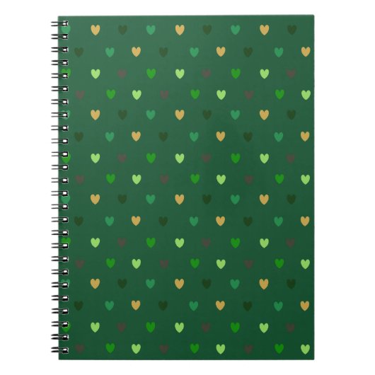 Carnet Coeurs de Polka sur vert de forêt (Devant)