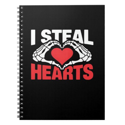 Carnet Coeurs de vol Valentines Jour Funny Skeleton Hand  (Devant)