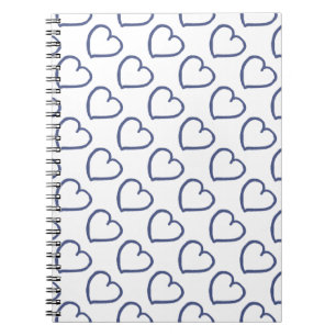 Carnet Coeurs dessinés à la main design bleu foncé sur bl