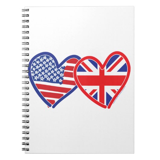 Carnet Coeurs du drapeau américain Union Jack (Devant)