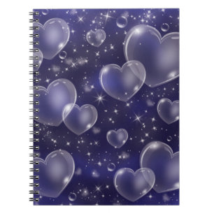 Carnet Cœurs en bulles bleus design mignon de fille de st