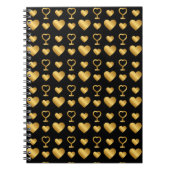 Carnet Cœurs en feuille d'or noir de luxe (Devant)