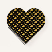 Carnet Cœurs en feuille d'or noir de luxe  (Devant)