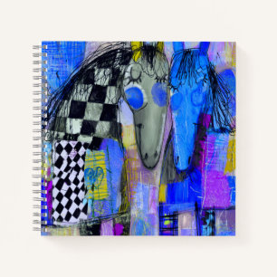 Carnet Cœurs Enjoués Et Chevaux à Damier