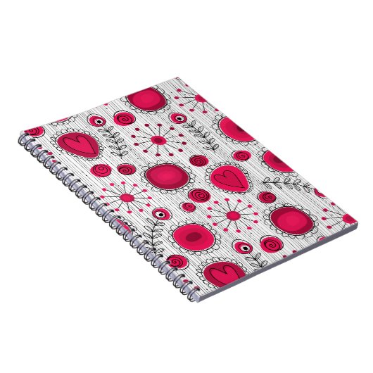 Carnet Coeurs et fleurs blancs et rouges blancs (Côté Droit)