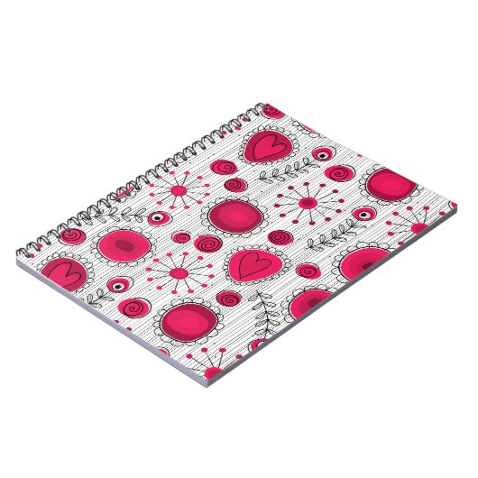 Carnet Coeurs et fleurs blancs et rouges blancs (Côté gauche)