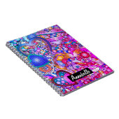 Carnet Coeurs et fleurs colorés Abstrait Personnalisé (Côté Droit)