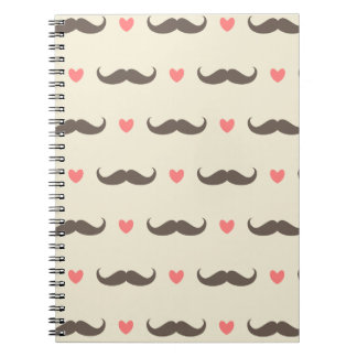 Carnet Coeurs et motif mignons de hippie de moustache