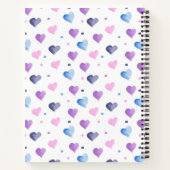 Carnet Coeurs et points Aquarelle rose bleu pourpre (Dos)