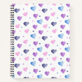 Carnet Coeurs et points Aquarelle rose bleu pourpre (Devant)