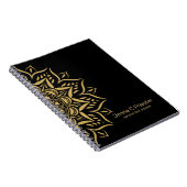 Carnet Coeurs et tourbillons de mandala d'or sur le noir (Côté Droit)