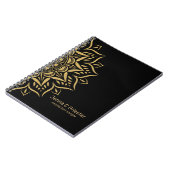 Carnet Coeurs et tourbillons de mandala d'or sur le noir (Côté gauche)