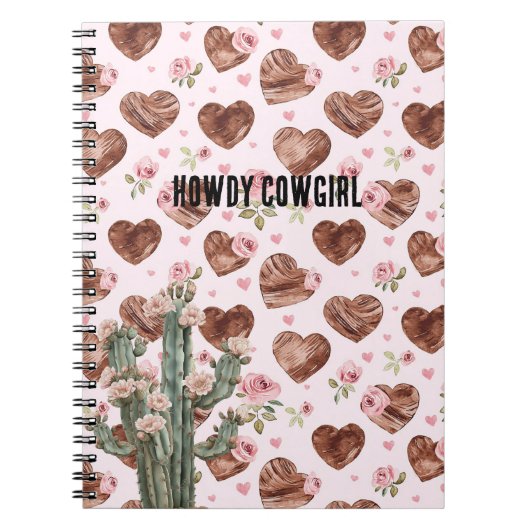 Carnet Cœurs floraux roses de cactus occidental (Devant)