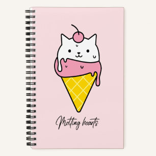 Carnet Coeurs fondus - Chat à la crème glacée d'été