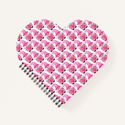 Carnet Coeurs Gnomes roses Bois Scandinave Cute (Devant)