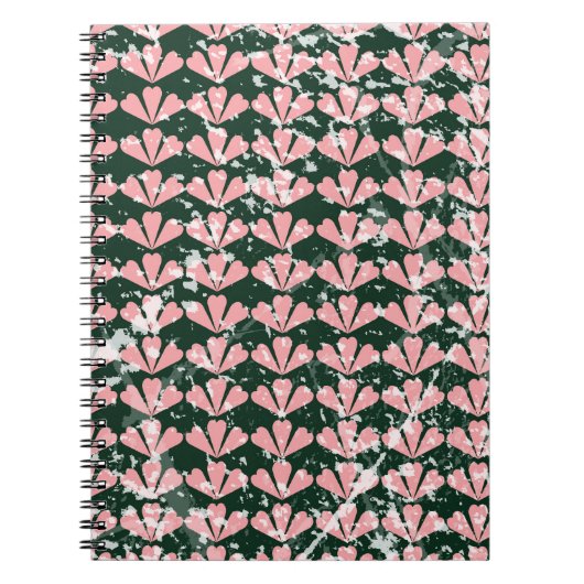 Carnet Coeurs gronces et fleurs motif. (Devant)