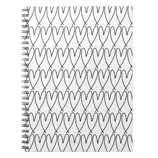 Carnet Coeurs mignons Whimsical Noir & Blanc (Devant)