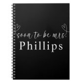 Carnet Cœurs modernes Noir Blanc Bientôt Mme Mariage (Devant)