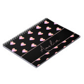Carnet Coeurs modernes rose noir Personnalisé (Côté gauche)